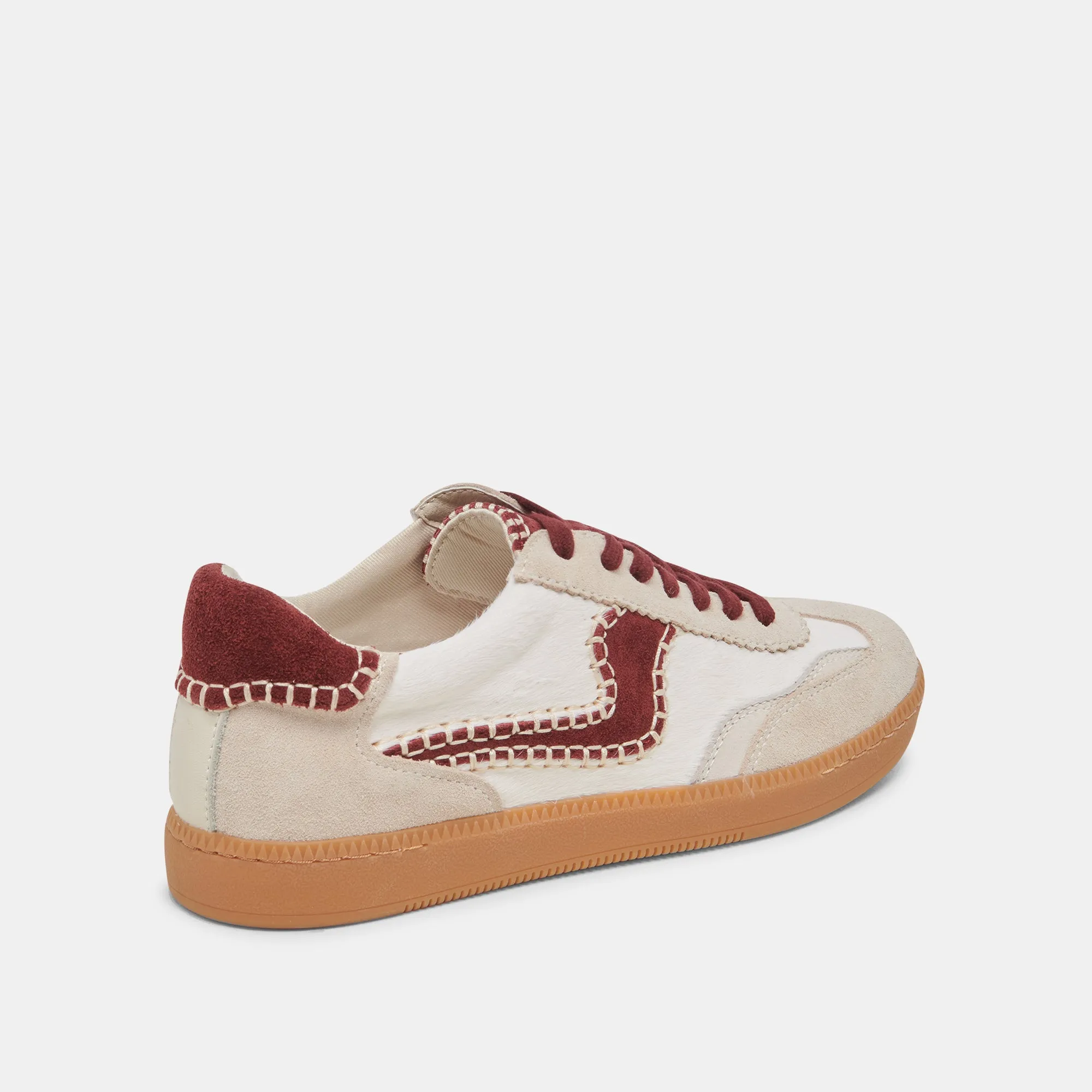 NOTICE STITCH SNEAKERS WHITE RED CALF HAIR