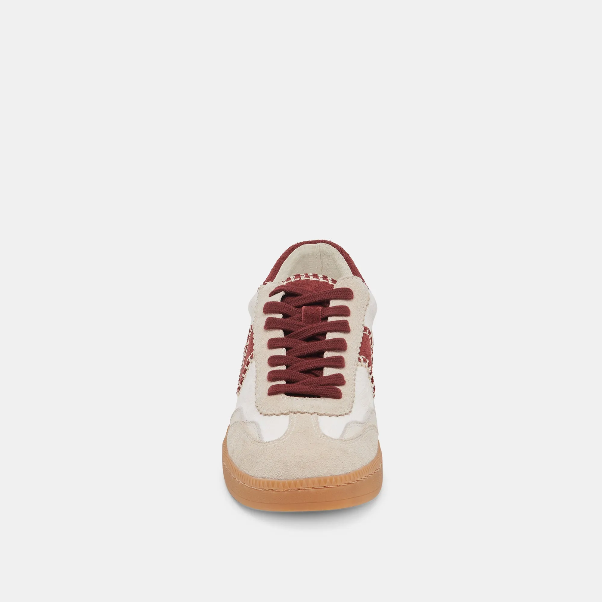 NOTICE STITCH SNEAKERS WHITE RED CALF HAIR