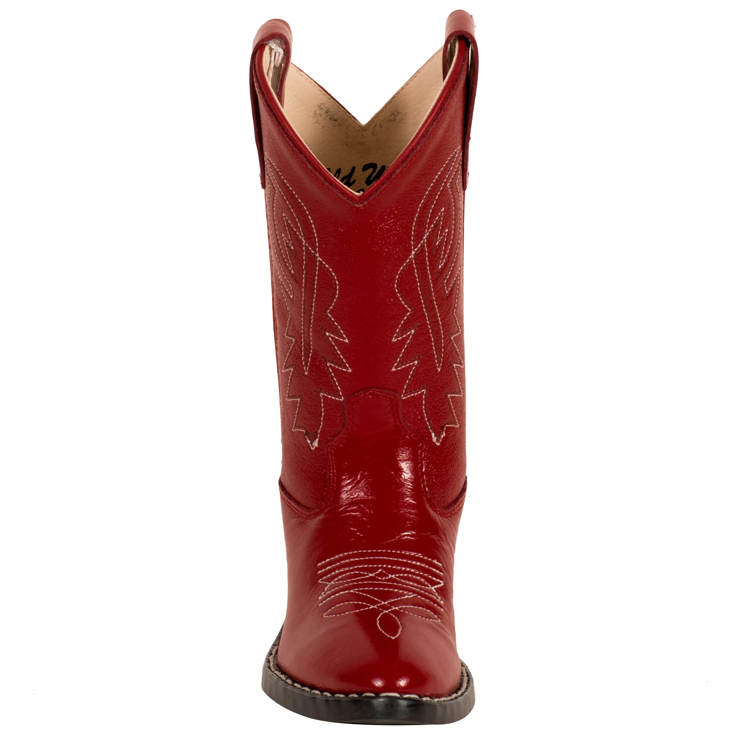 Old West Red Childrens Girls Corona Leather J Toe Cowboy Western Boots 3 D