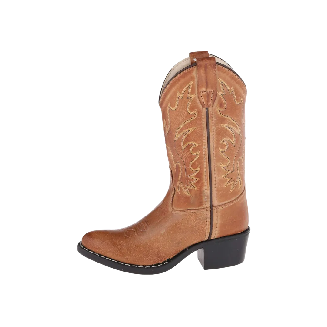 Old West Tan Canyon Boys Leather J Toe Cowboy Western Boots