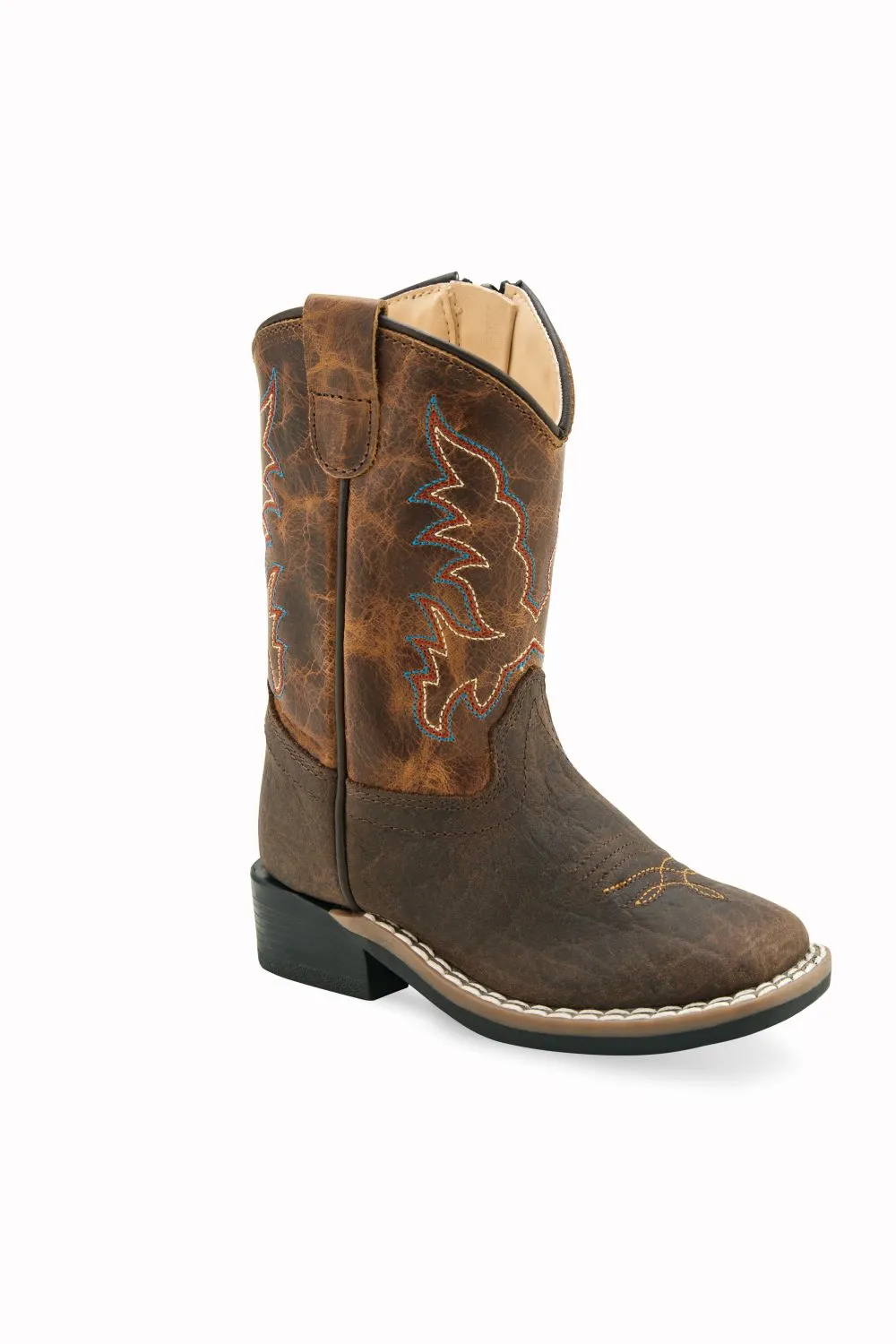 'Old West' Toddler Broad Square Toe - Brown / Tan