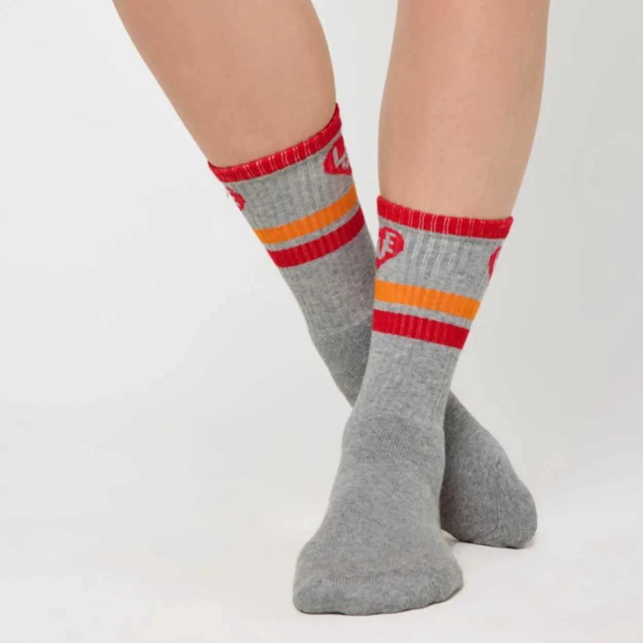 One Love Striped Crew Sock - Heather Gray (No Grip)