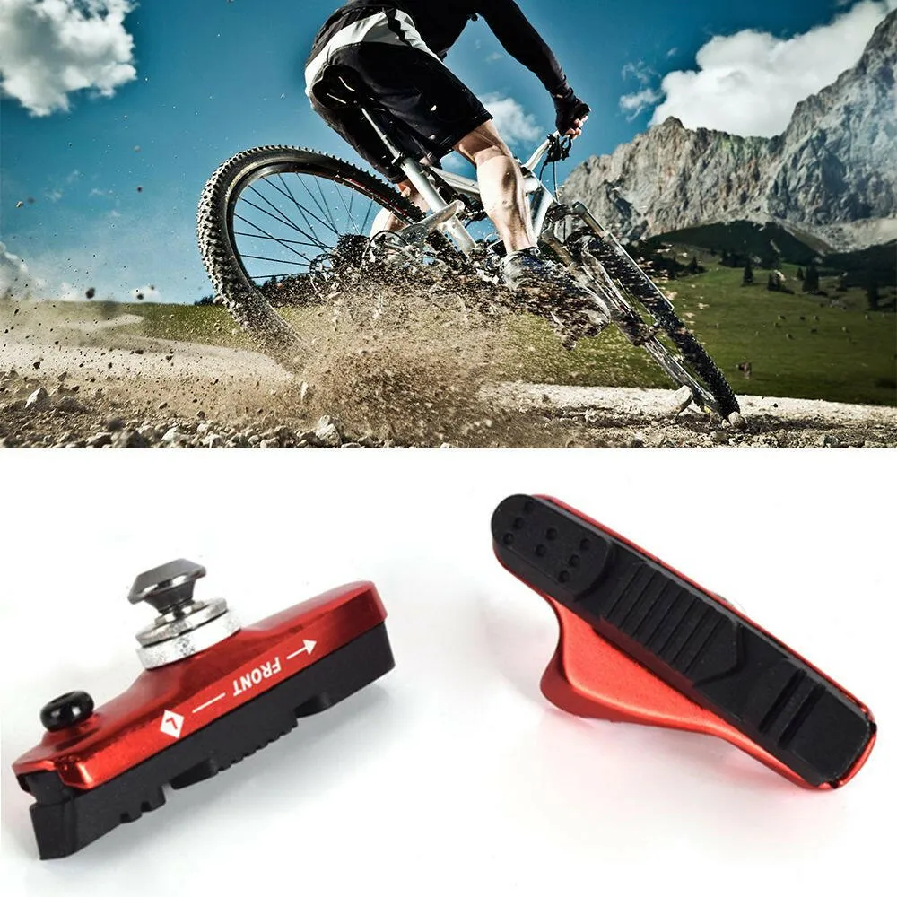 One Pair Mountain Road Mute Bike Brake pads MTB Bicycle Braking V-Brake Holder Shoes Rubber Blocks Durable Cycling Accessories