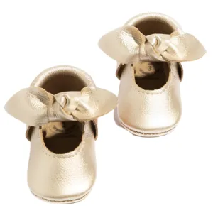 Platinum Knotted Bow Baby Shoe