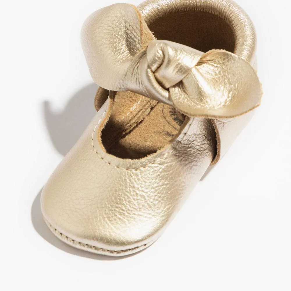 Platinum Knotted Bow Baby Shoe