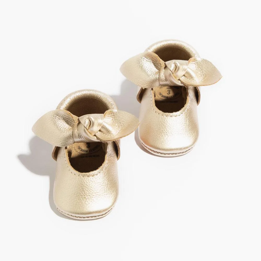 Platinum Knotted Bow Baby Shoe