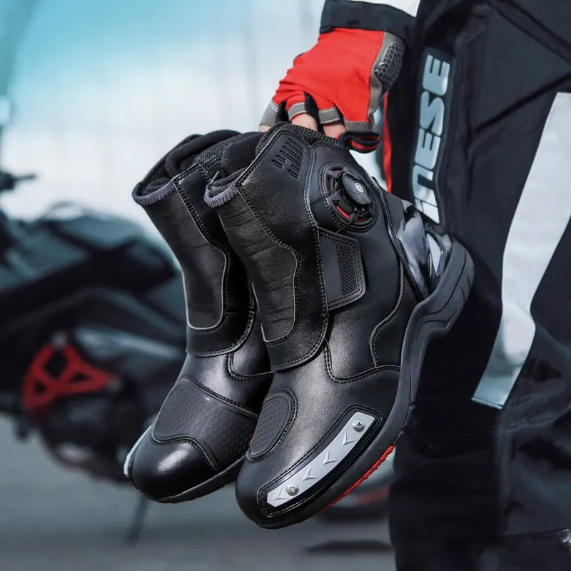 Professional Black Leather Mountain Bike Boots | 666