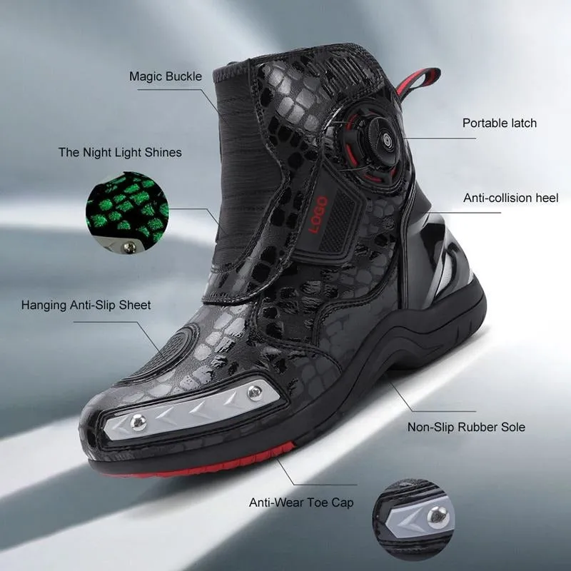 Professional Black Leather Mountain Bike Boots | 666