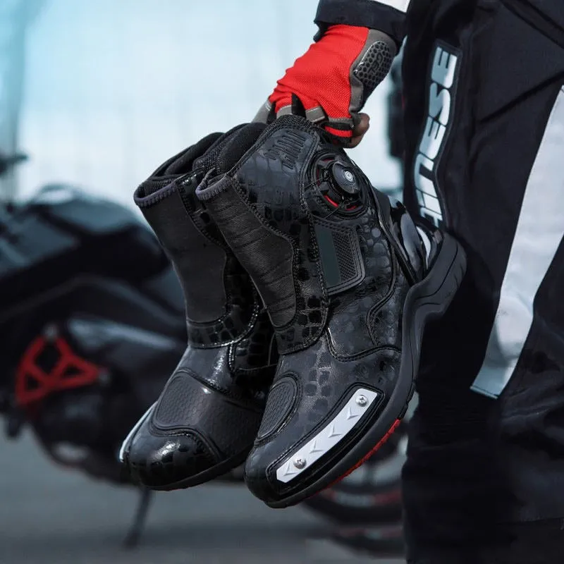 Professional Black Leather Mountain Bike Boots | 666