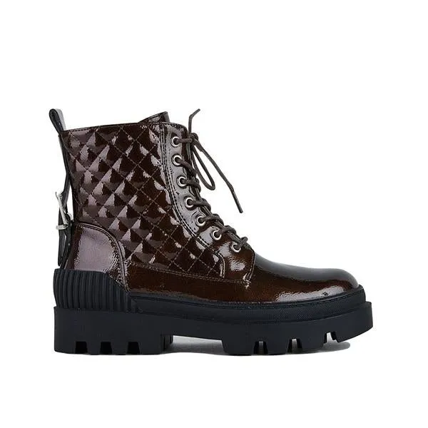 Purpdrank - Women Vintage Motorcycle Mid Heel Platform Boots