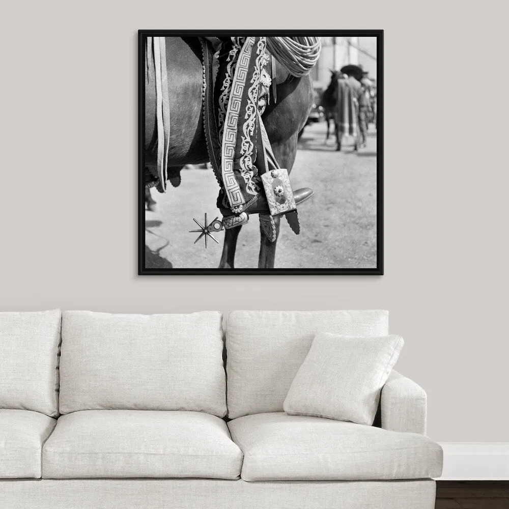 "1930's Detail Of Traditional Charro Cowboy Costume" Black Float Frame Canvas Art - Multi