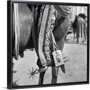 "1930's Detail Of Traditional Charro Cowboy Costume" Black Float Frame Canvas Art - Multi