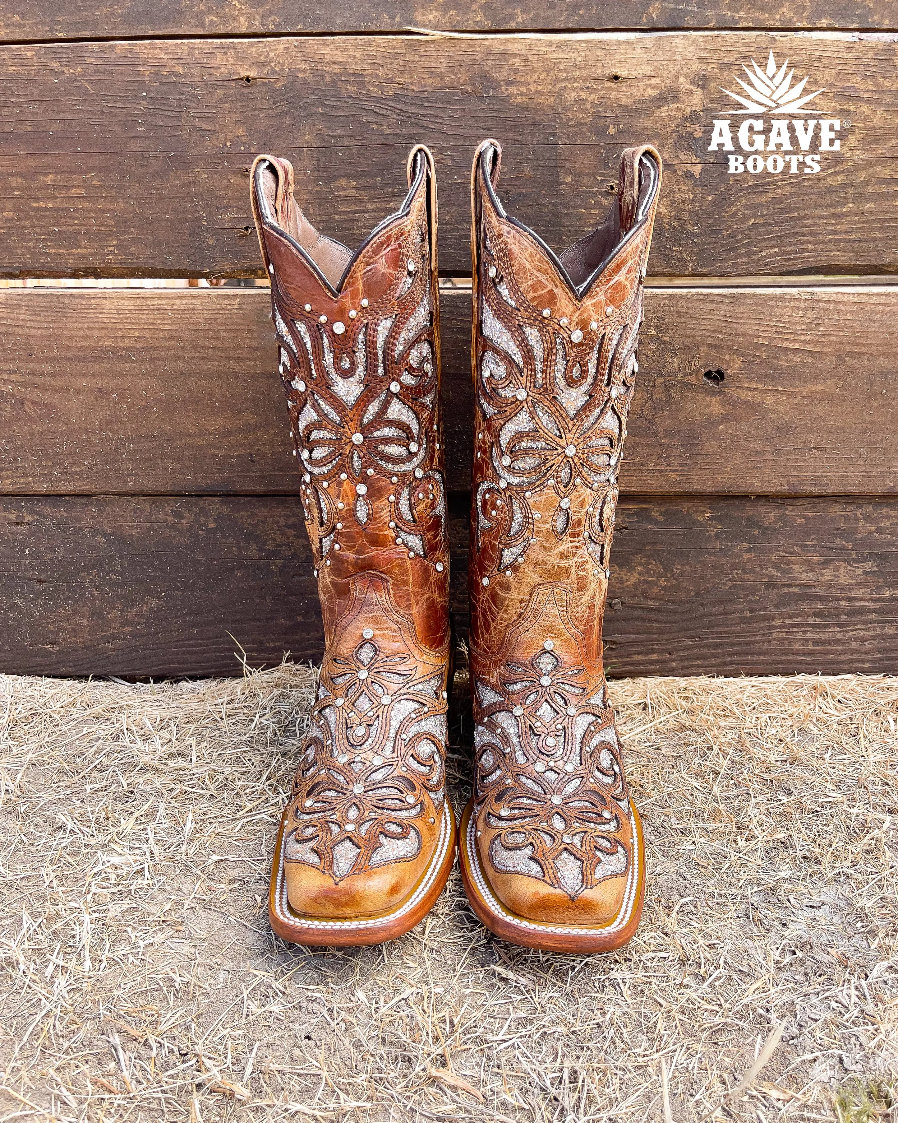 "MIRANDA" GOLD | WOMEN SQUARE TOE COWBOY BOOTS