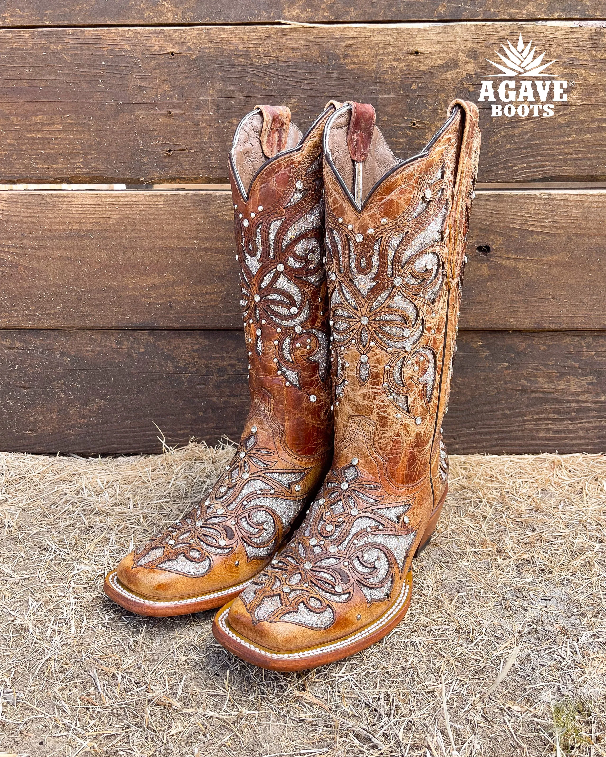 "MIRANDA" GOLD | WOMEN SQUARE TOE COWBOY BOOTS