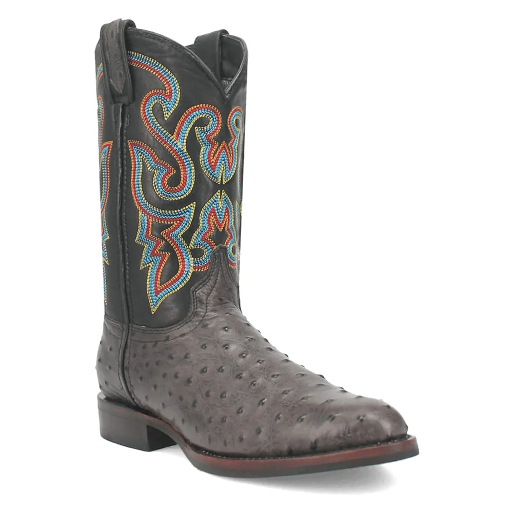 Ranger Leather Ostrich Print Round Toe Cowboy Boots