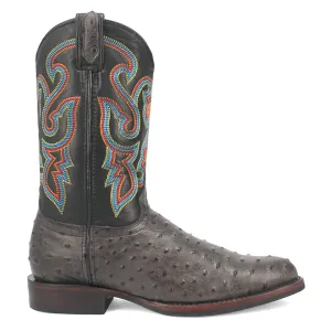 Ranger Leather Ostrich Print Round Toe Cowboy Boots