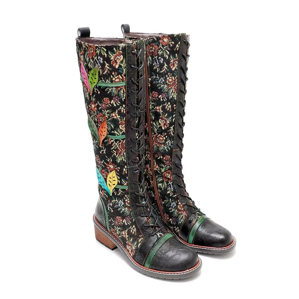 RetroLuxe Chic Printed High Zip Boots