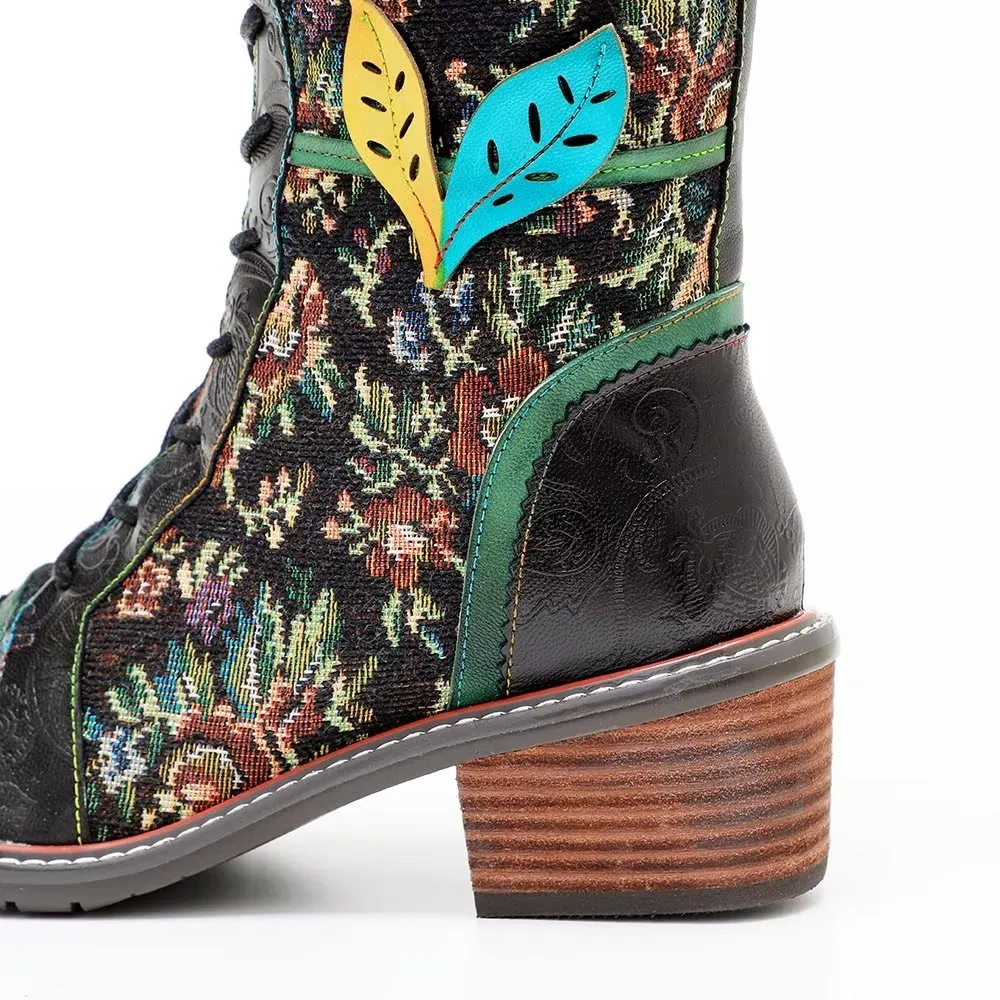 RetroLuxe Chic Printed High Zip Boots