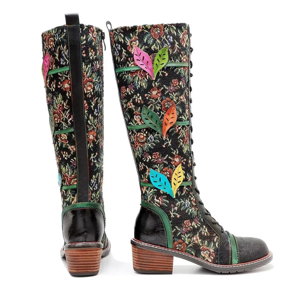 RetroLuxe Chic Printed High Zip Boots