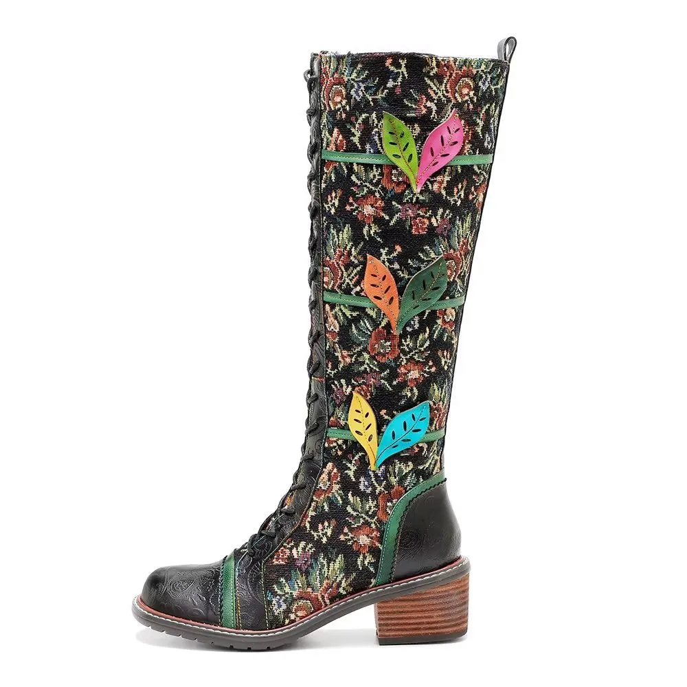 RetroLuxe Chic Printed High Zip Boots