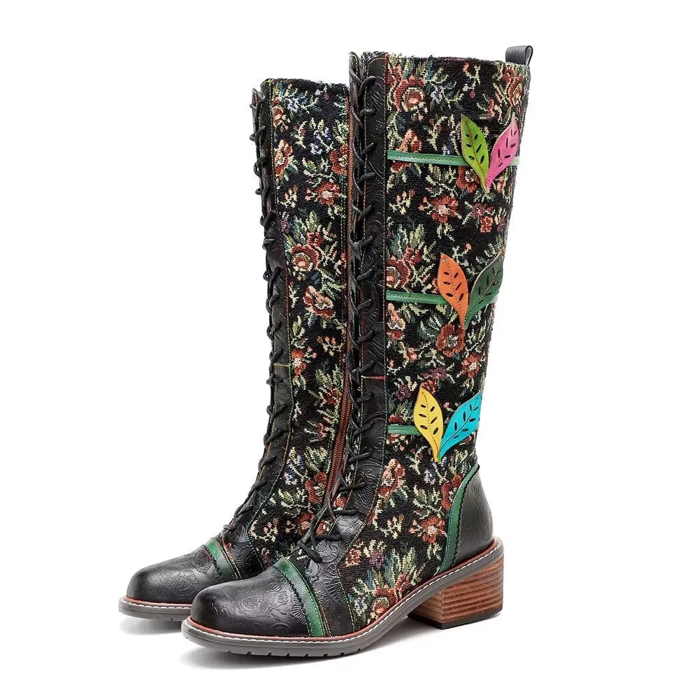 RetroLuxe Chic Printed High Zip Boots