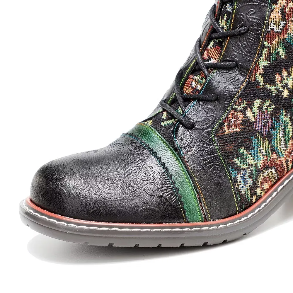 RetroLuxe Chic Printed High Zip Boots