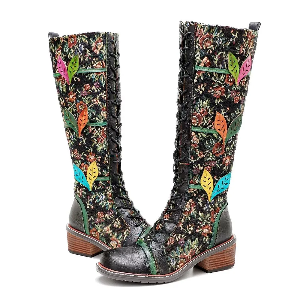 RetroLuxe Chic Printed High Zip Boots