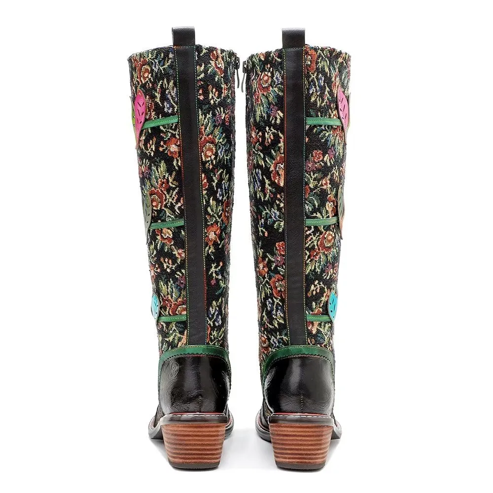 RetroLuxe Chic Printed High Zip Boots