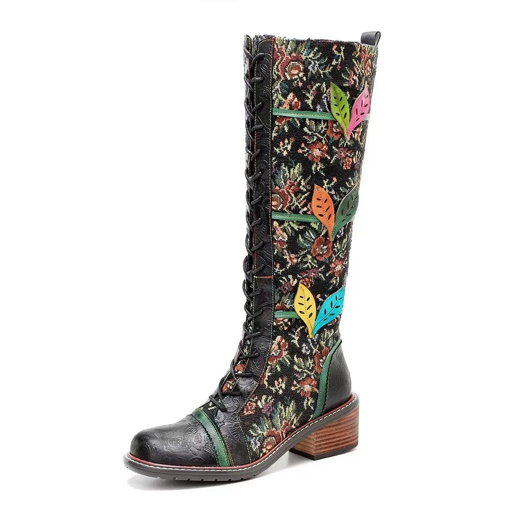 RetroLuxe Chic Printed High Zip Boots