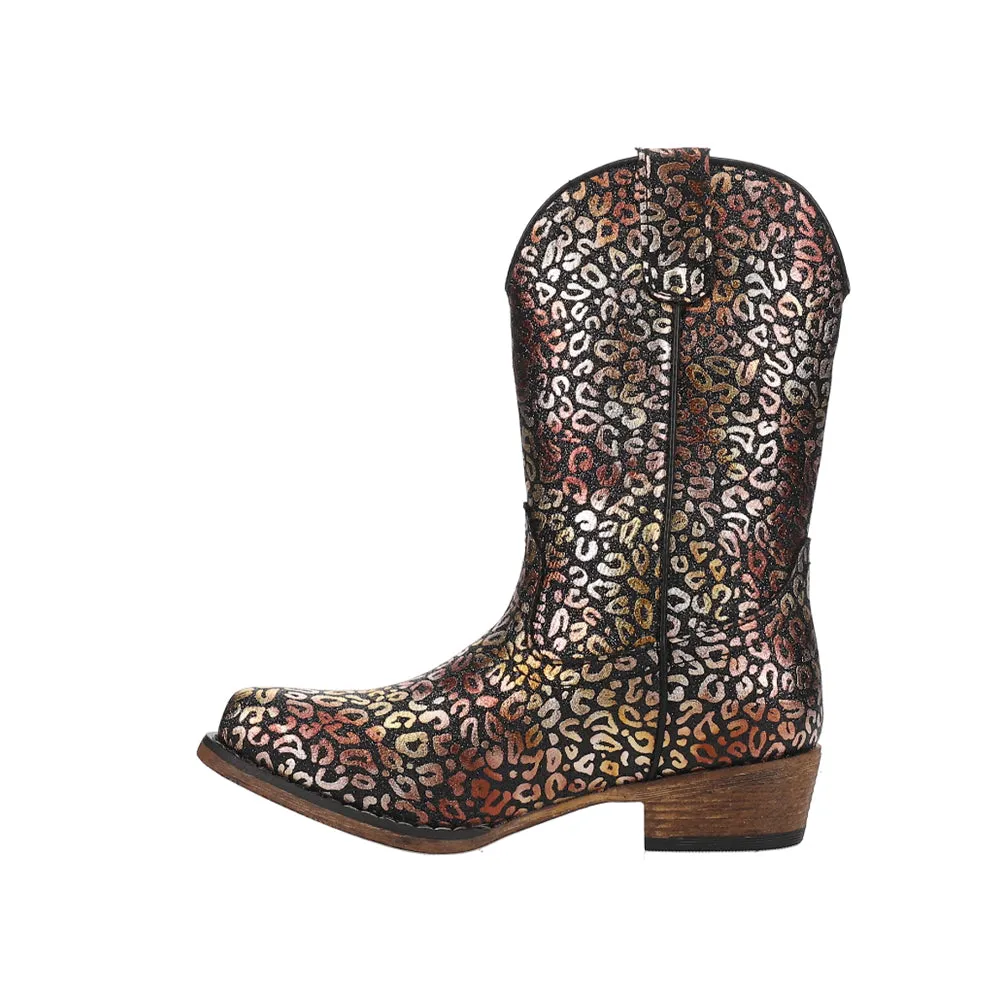 Riley Leopard Snip Toe Cowboy Boots (Little Kid-Big Kid)