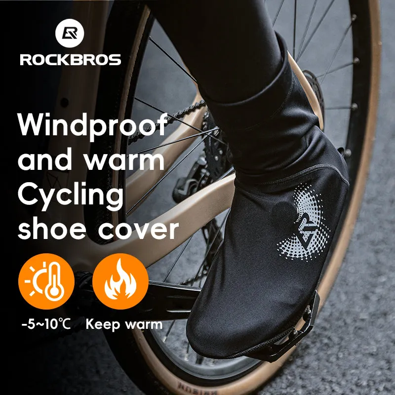 ROCKBROS Winter Cycling Shoe Covers, Thermal Windproof, Water-Resistant Overshoes