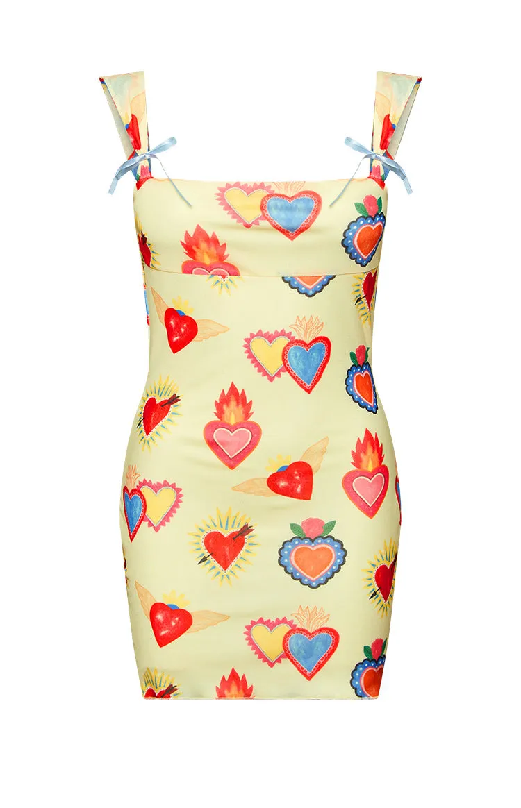 Romeo Yellow Print Mini Dress