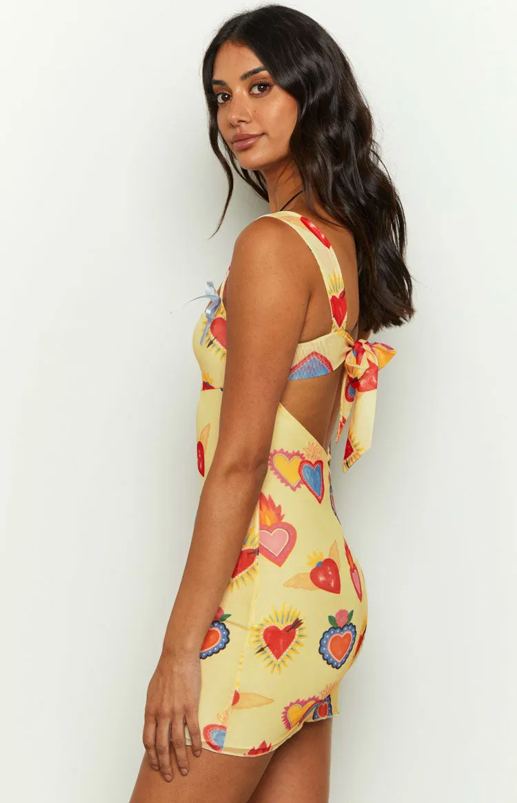 Romeo Yellow Print Mini Dress