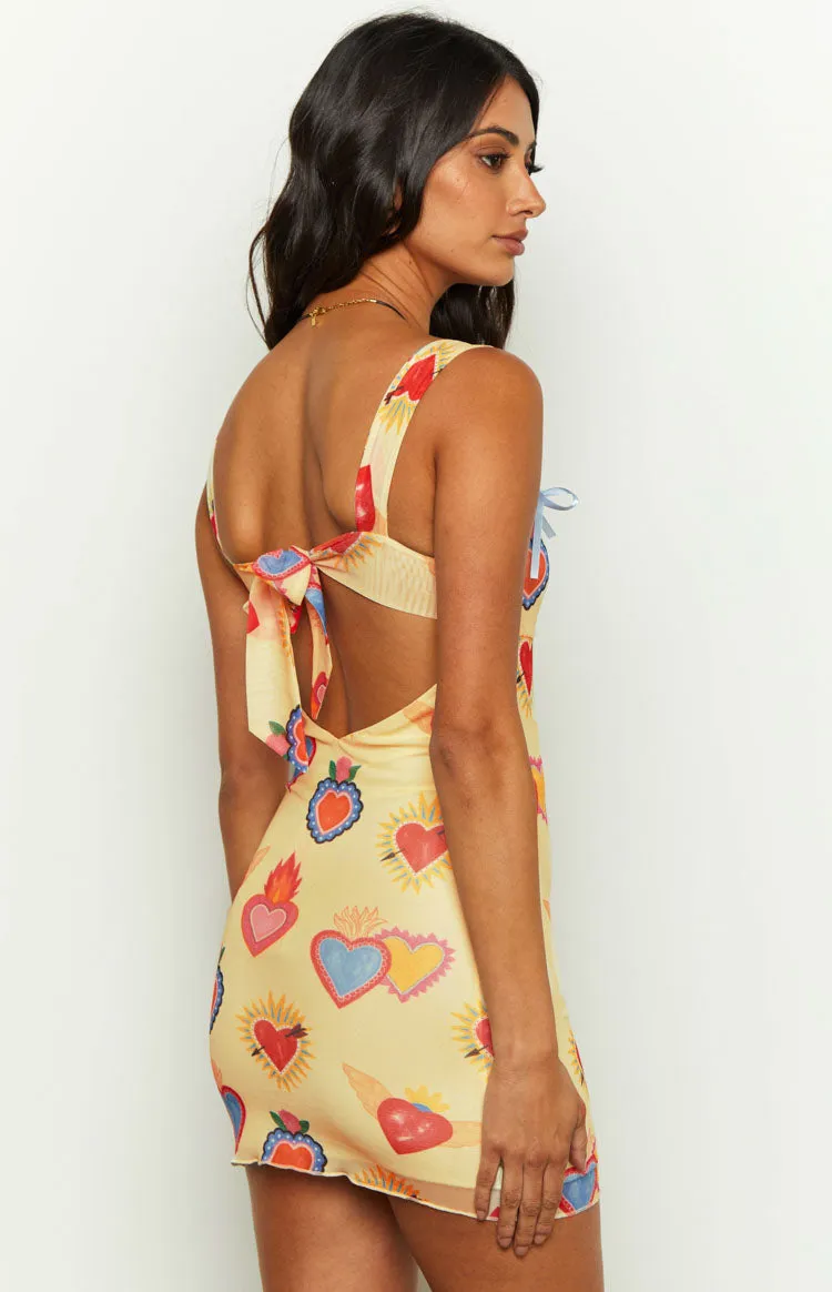 Romeo Yellow Print Mini Dress