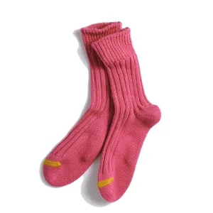 Rototo Chunk Ribbed Crew Sock Dark Pink