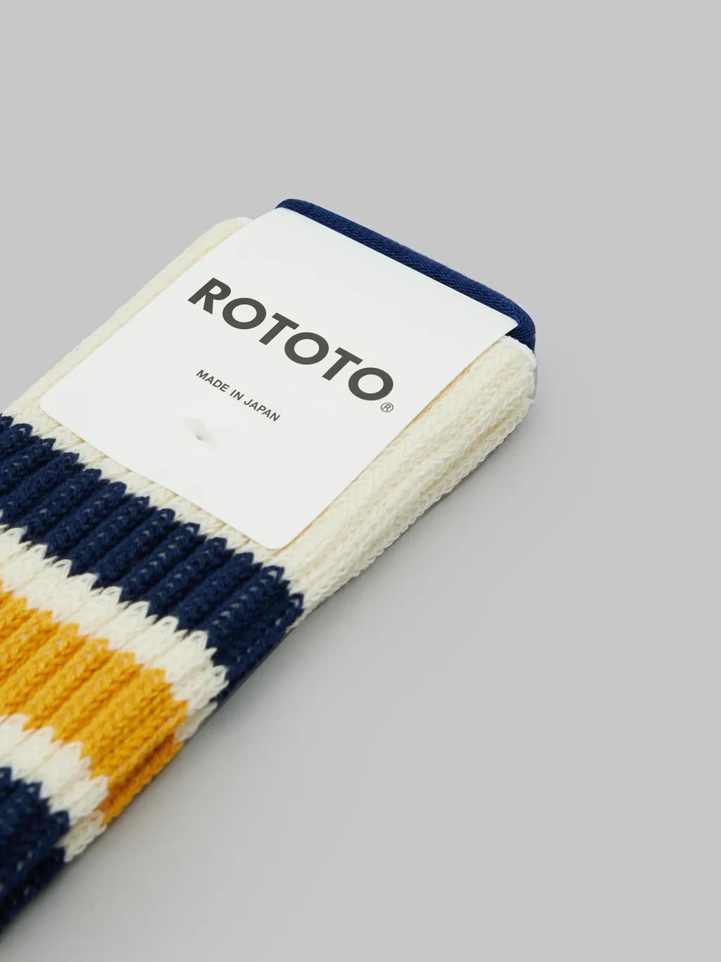 ROTOTO Coarse Ribbed Oldschool Crew Socks Navy/Yellow