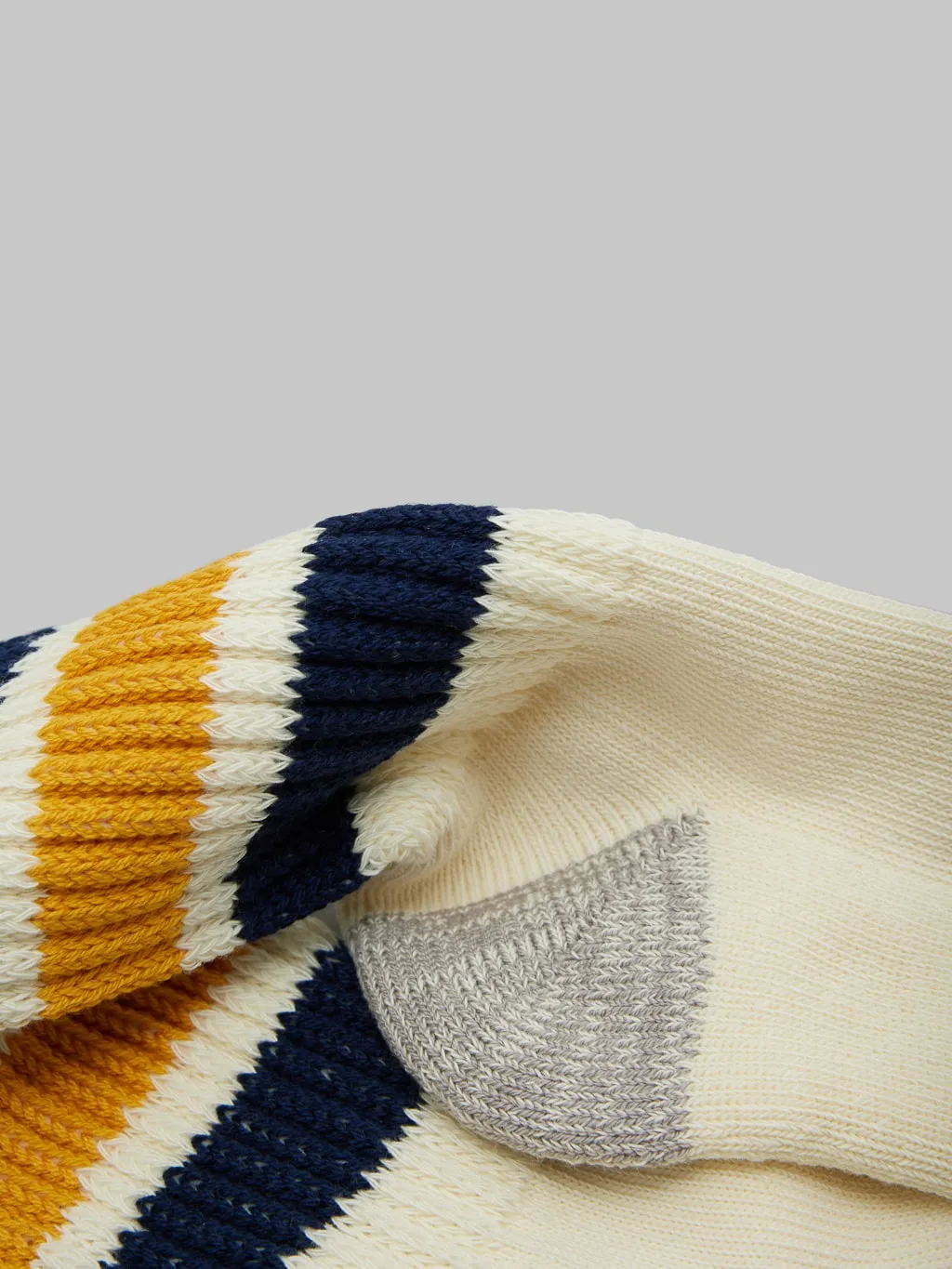 ROTOTO Coarse Ribbed Oldschool Crew Socks Navy/Yellow