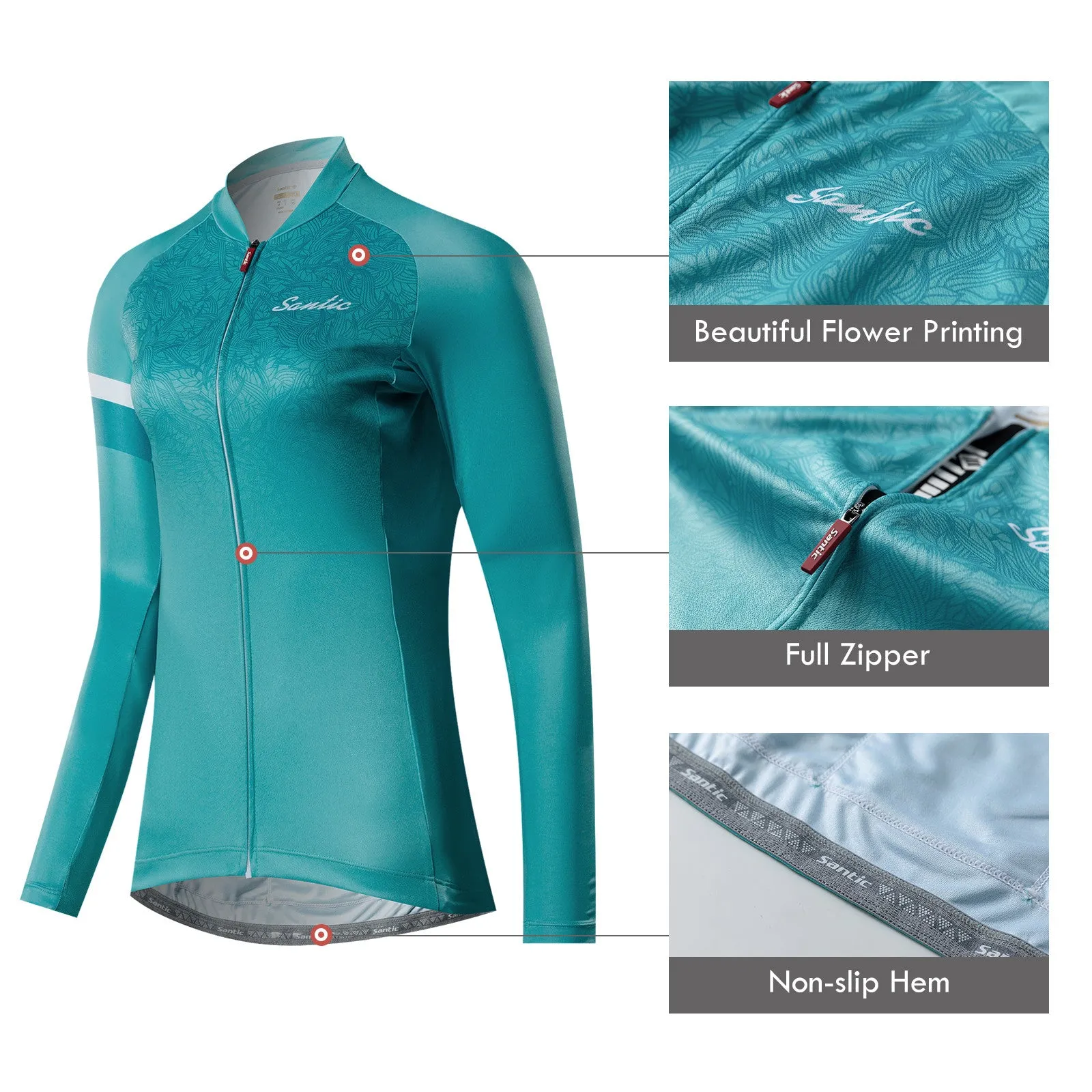 Santic Afra Blue Women Jersey Long Sleeve