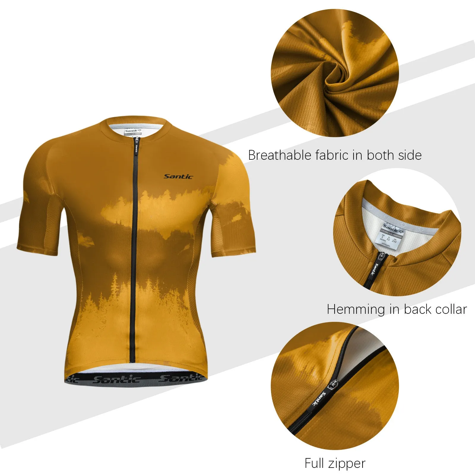 Santic Baron Men's Cycling Jersey Bike Jersey Men Short Sleeve Tan