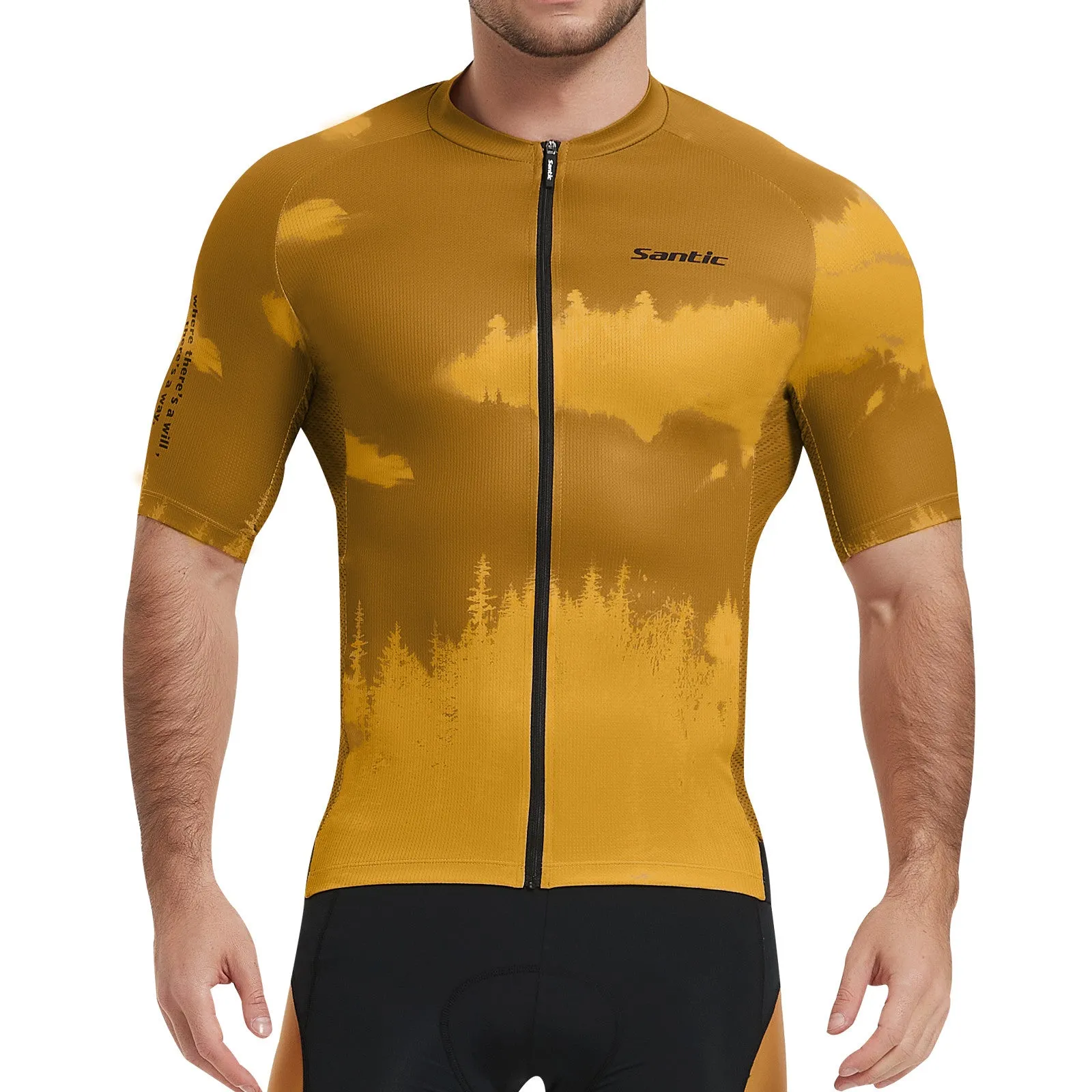 Santic Baron Men's Cycling Jersey Bike Jersey Men Short Sleeve Tan