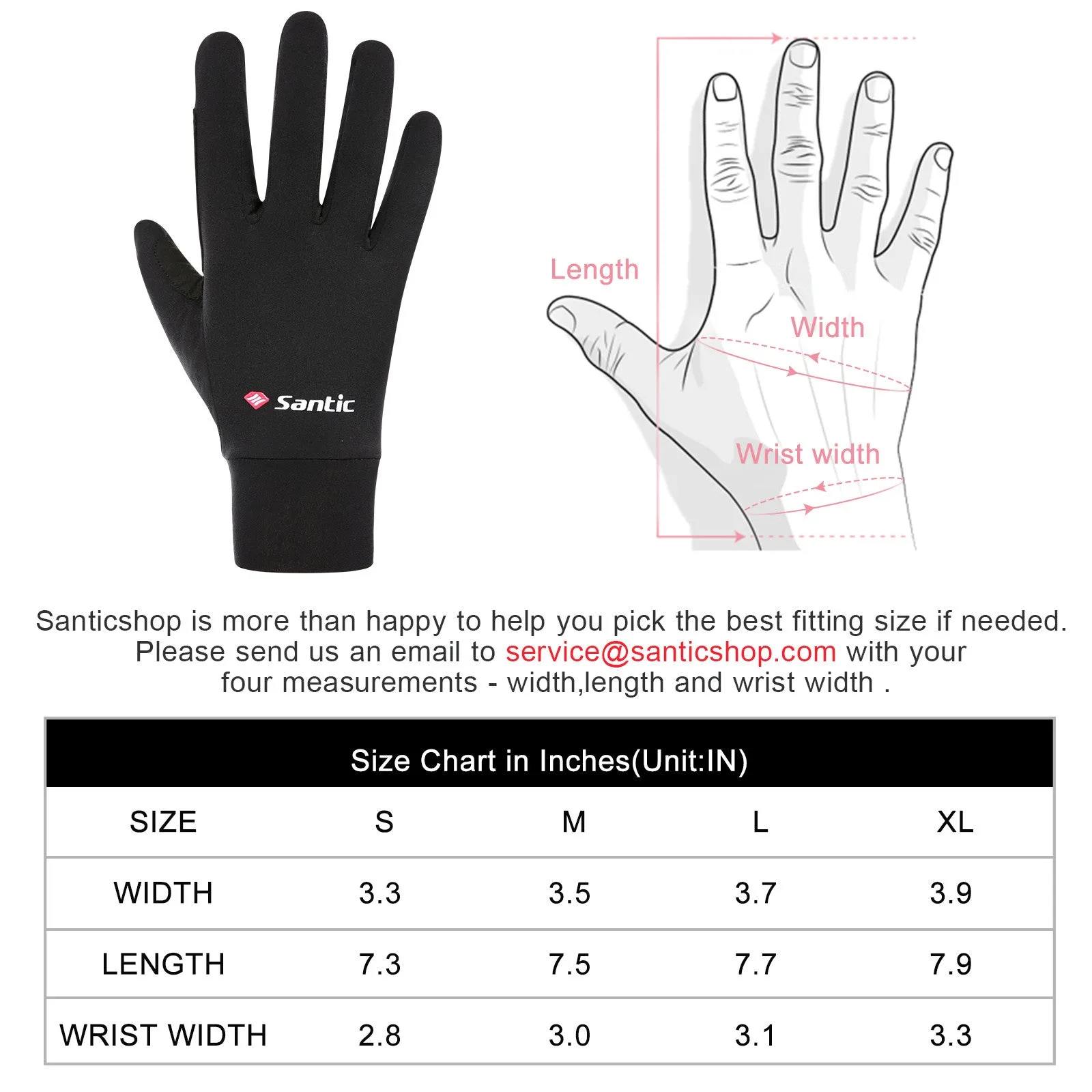 Santic Dorin Black Men Women Cycling Gloves