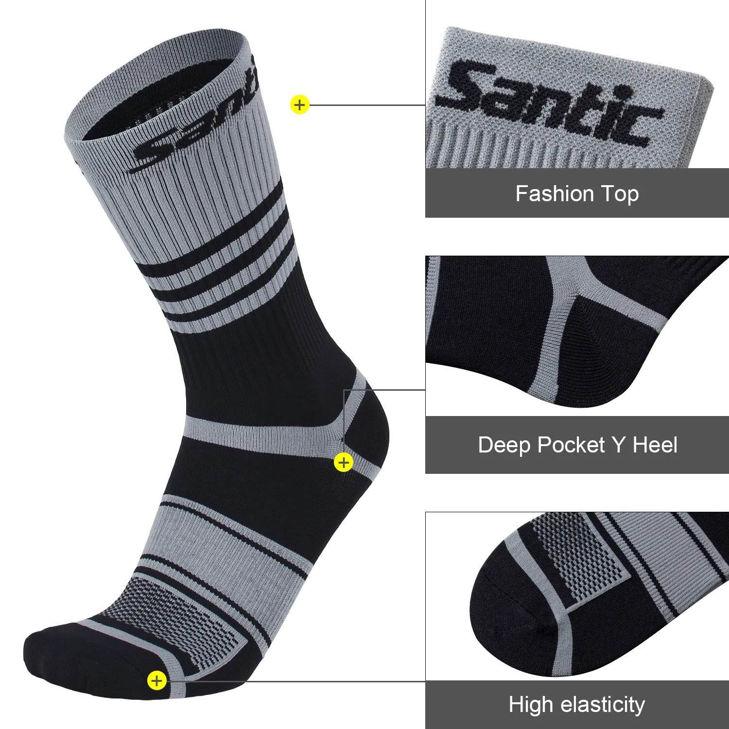 Santic Duke Men Women Cycling Socks Black