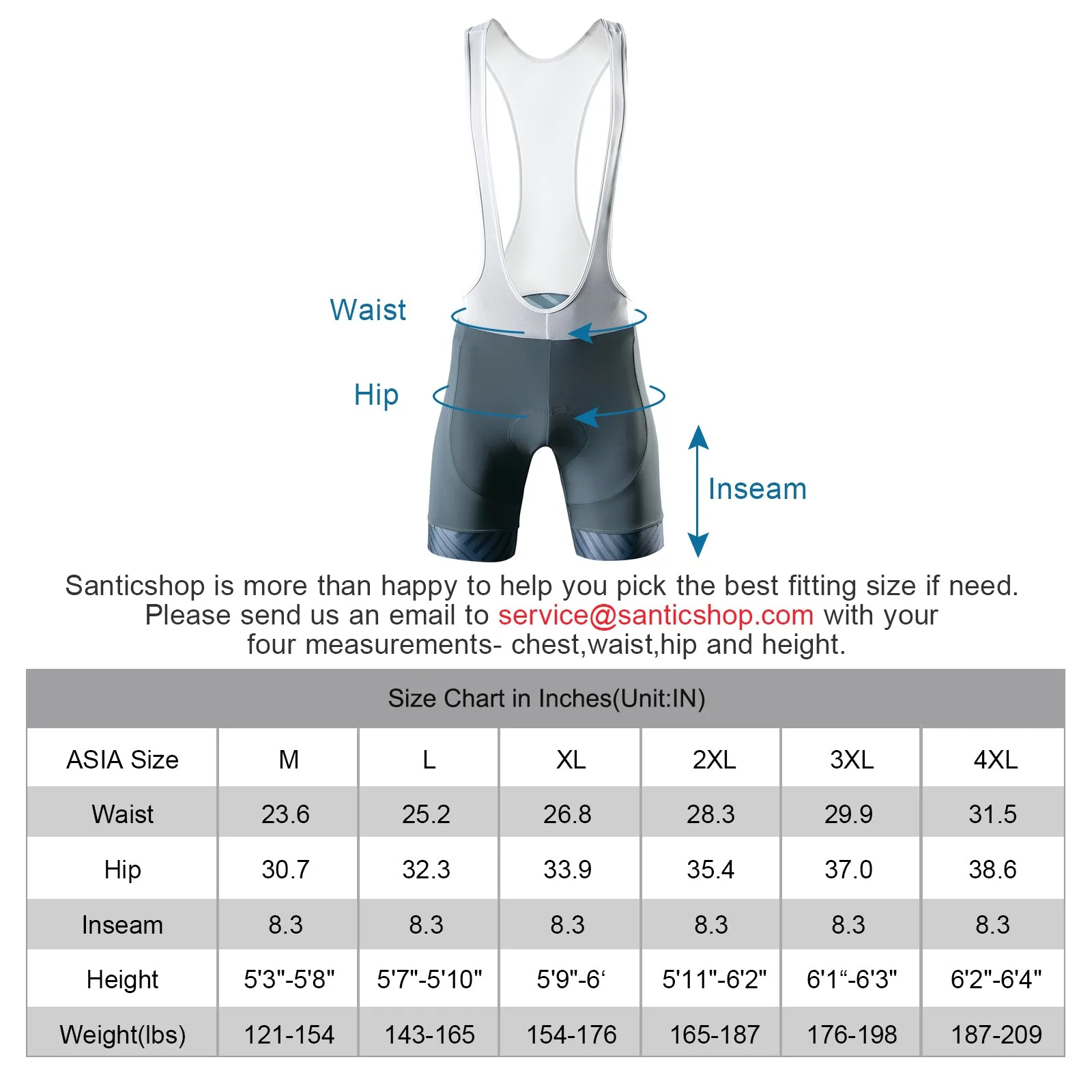 Santic Herman Grey Men Padded Cycling Bib Short