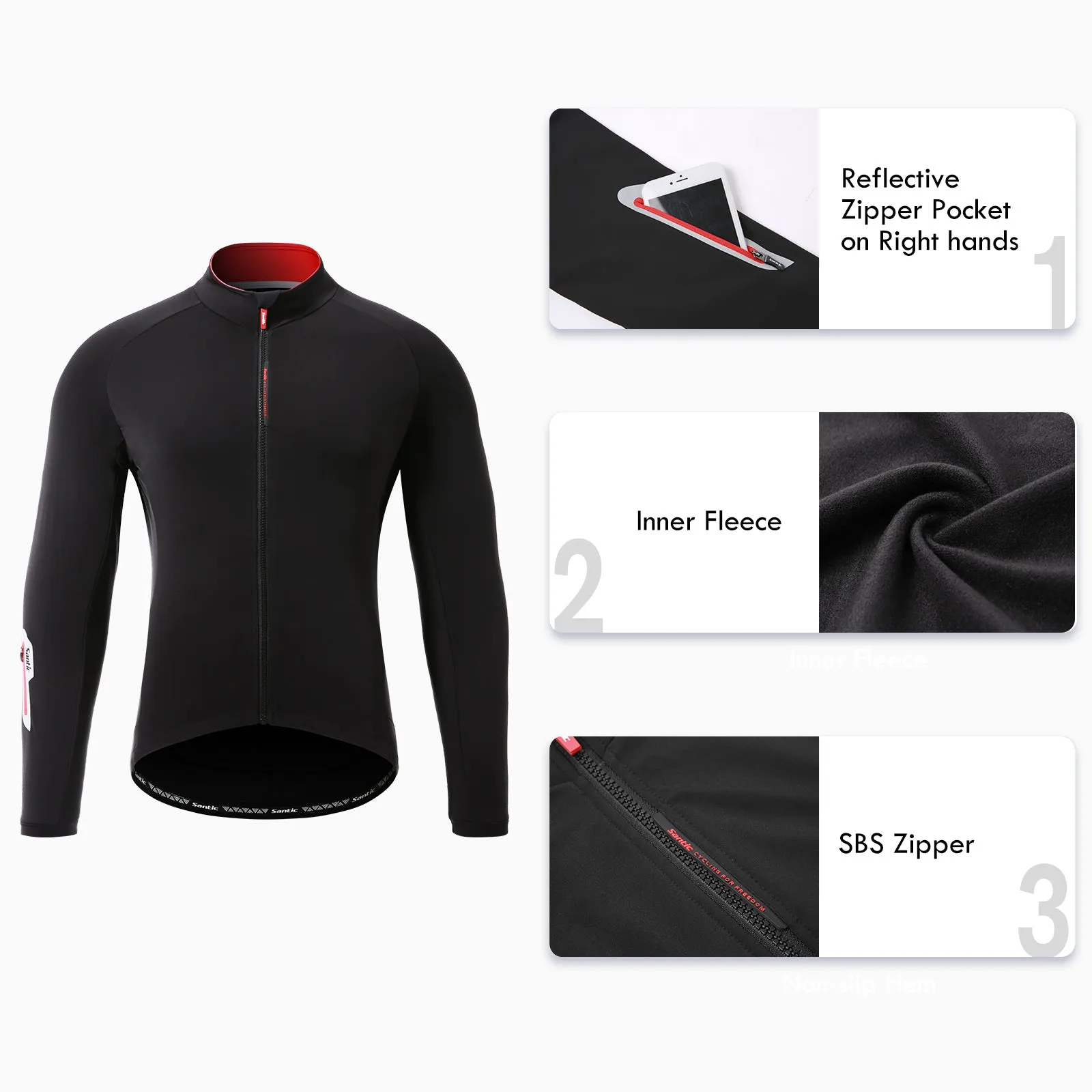 Santic Jiabaily ⅡBlack Men Cycling Jersey Long Sleeve