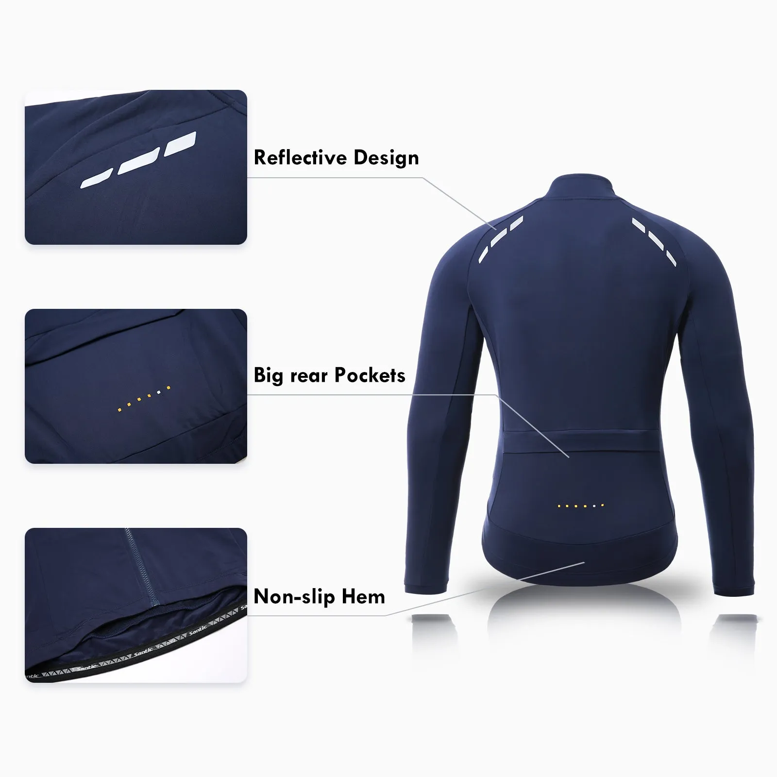 Santic Jiabaily ⅡNavy Men Cycling Jersey Long Sleeve