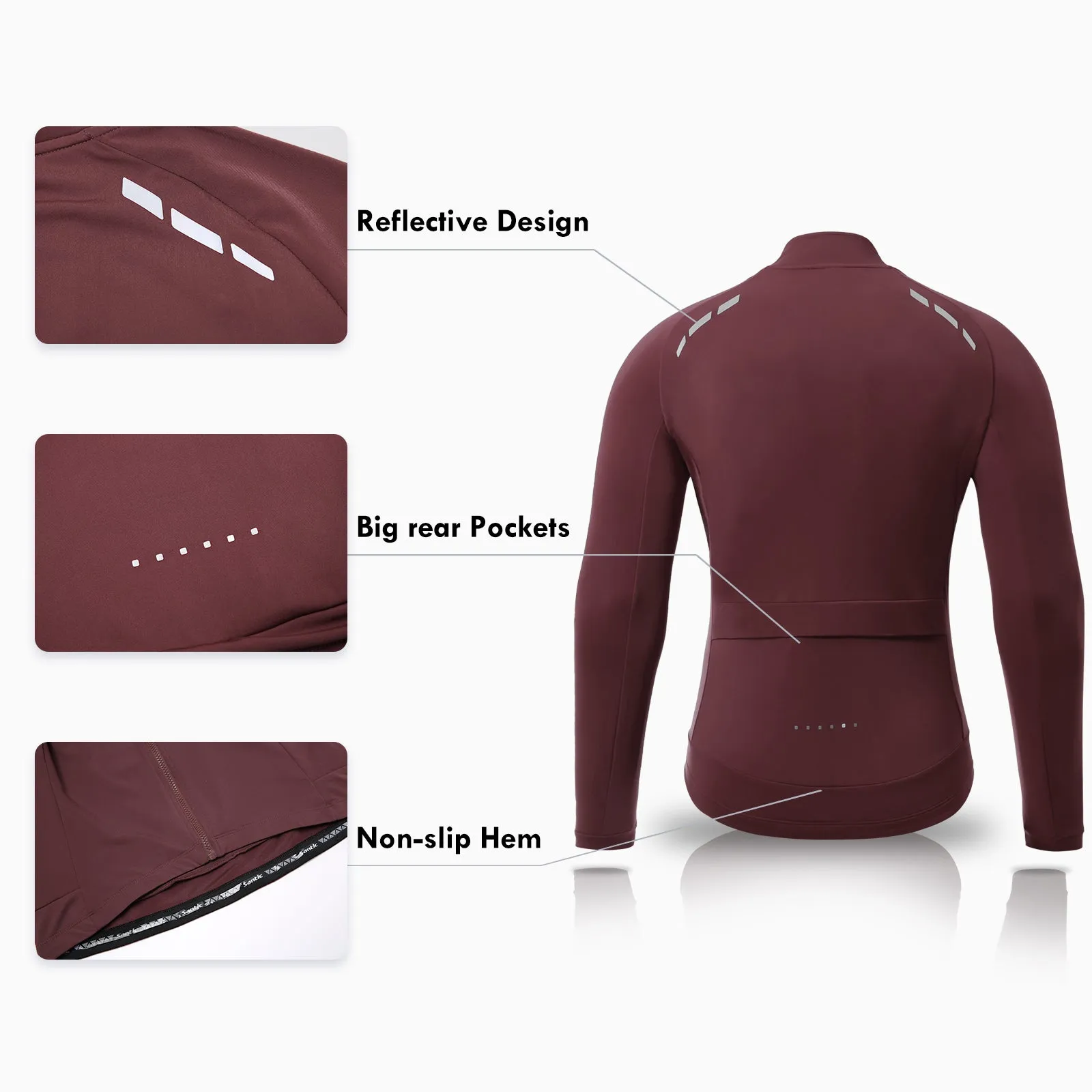 Santic Jiabaily Ⅱ Red Men Cycling Jersey Long Sleeve