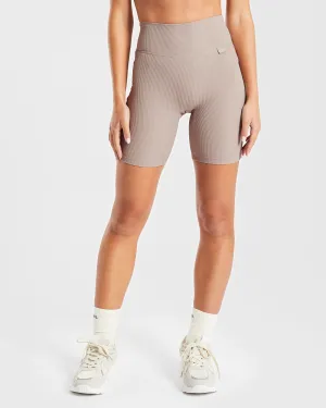 Sculpt Ribbed Cycling Shorts - Taupe