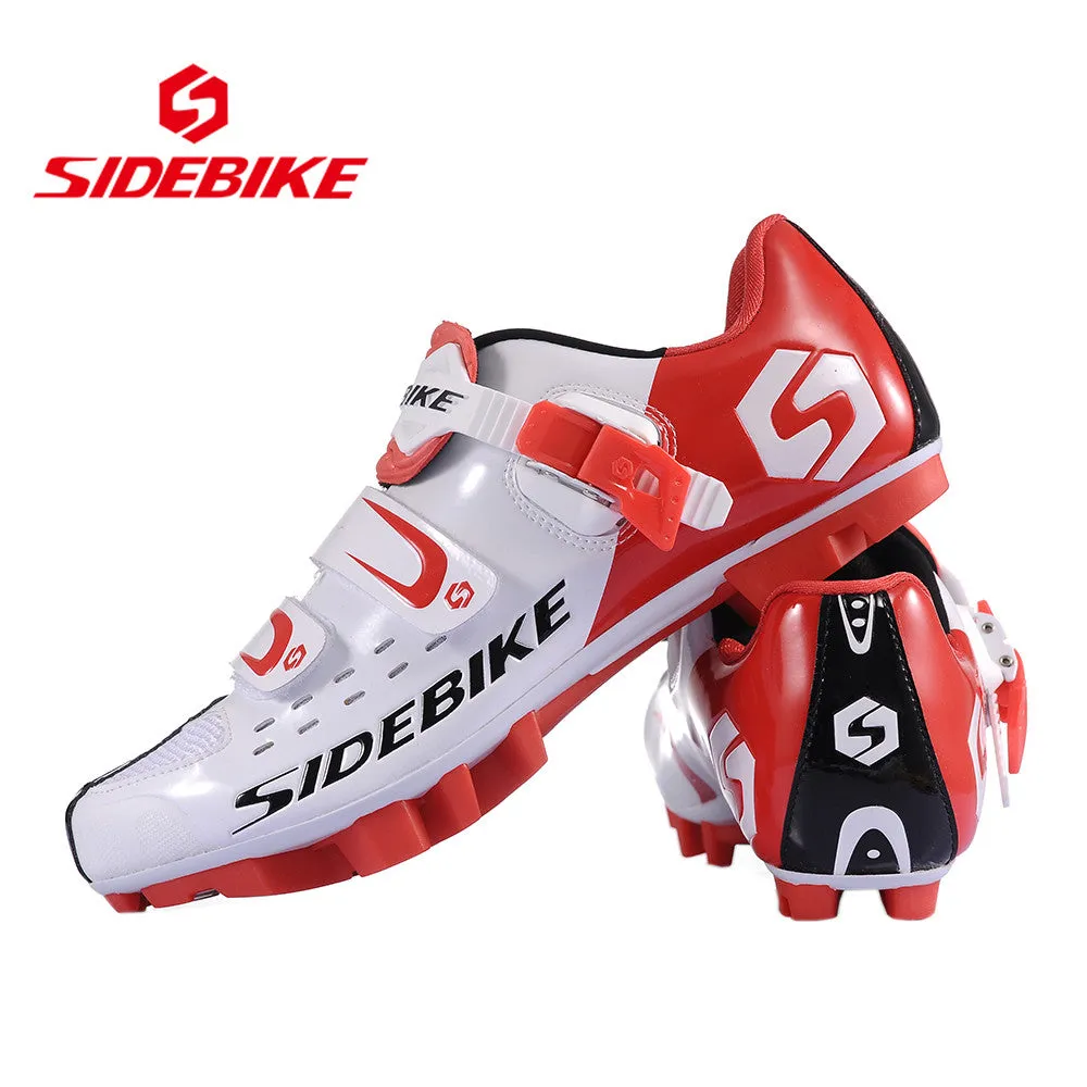 SIDEBIKE Men Women Bicycle Cycling Shoes Outdoor MTB Racing Athletic Shoe Breathable Mountain Bike Self-Locking Shoes, Red