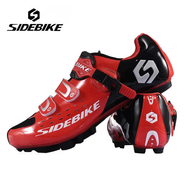 SIDEBIKE Men Women Bicycle Cycling Shoes Outdoor MTB Racing Athletic Shoe Breathable Mountain Bike Self-Locking Shoes, Red