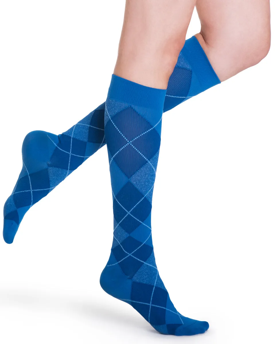 Sigvaris 143C Microfiber Shades Argyle Women's Closed Toe Knee Highs 15-20 mmHg